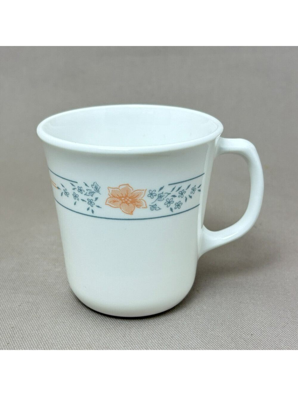Vintage Corning USA Corelle Coffee Mug Tea Cup Peach Floral Flower 3.5 Inch